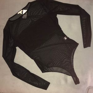 Mesh body suit with black panel